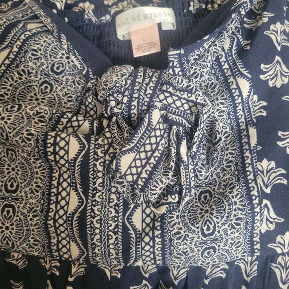 Band of Gypsies Dress Size L Boho Maxi Black White Smock Empire Straps Pocket - Picture 9 of 10